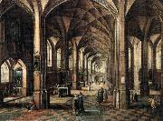 MINDERHOUT, Hendrik van Interior of a Church with a Family in the Foreground oil